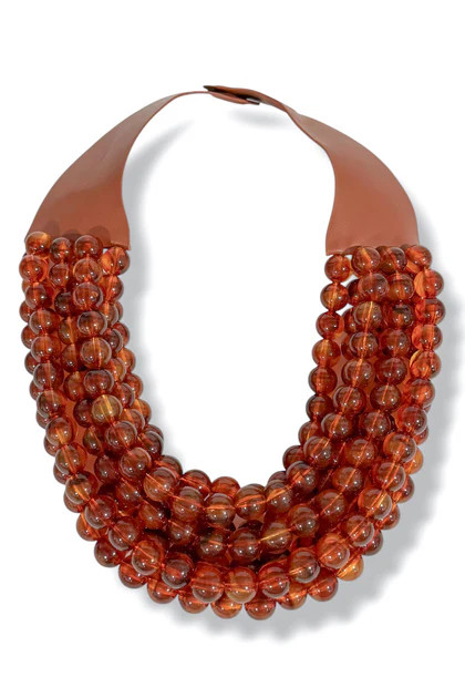 Carla 7 Strand Tortoise Smooth Bead Statement Necklace | The Willow Tree
