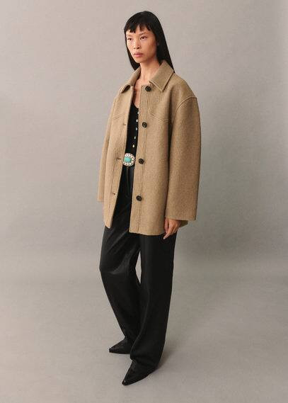 Oversize wool coat medium brown - Women - S - MANGO | Mango (US/MX/AU)
