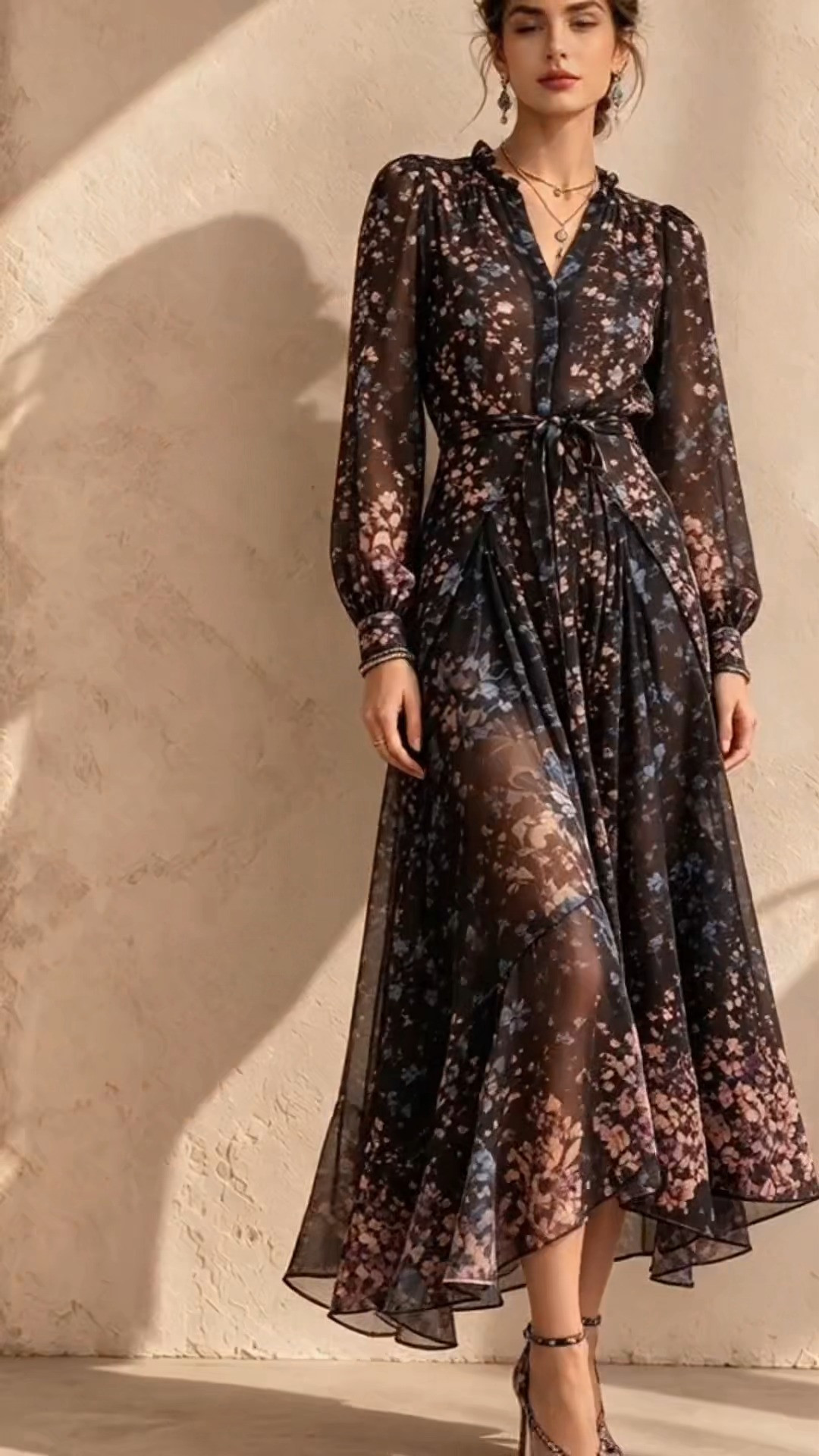 Moody Dark Floral Chiffon Midi for Fall

#DarkFloralDress #FallMidiDress #ChiffonDress #FallDateNightOutfit #PrintedFallDress #WaistTieDress 

 #LTKootd #LTKOver40 #LTKWedding