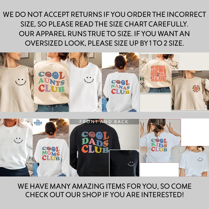 Cool Aunts Club Sweatshirt, Cool Aunt Sweatshirt, Aunt Gift, Aunt Birthday Gift, Sister Gifts, Au... | Etsy (US)