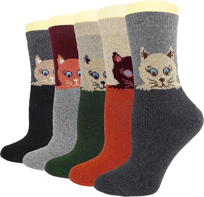 YQHMT Wool Socks for Women Gifts Winter Warm Thick Thermal Vintage Knit Soft Crew Socks Stocking ... | Amazon (US)