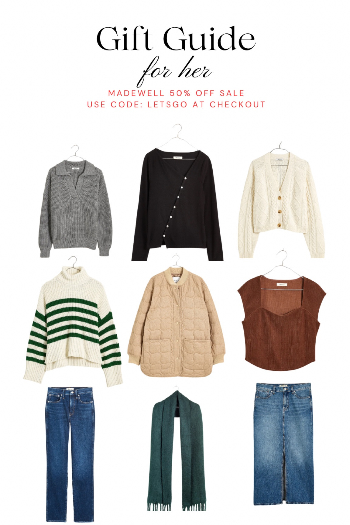 Gift guide for the madewell girlies! 50% off sitewide with code: LETSGO 🫶🏻

#LTKCyberWeek #LTKGiftGuide #LTKsalealert