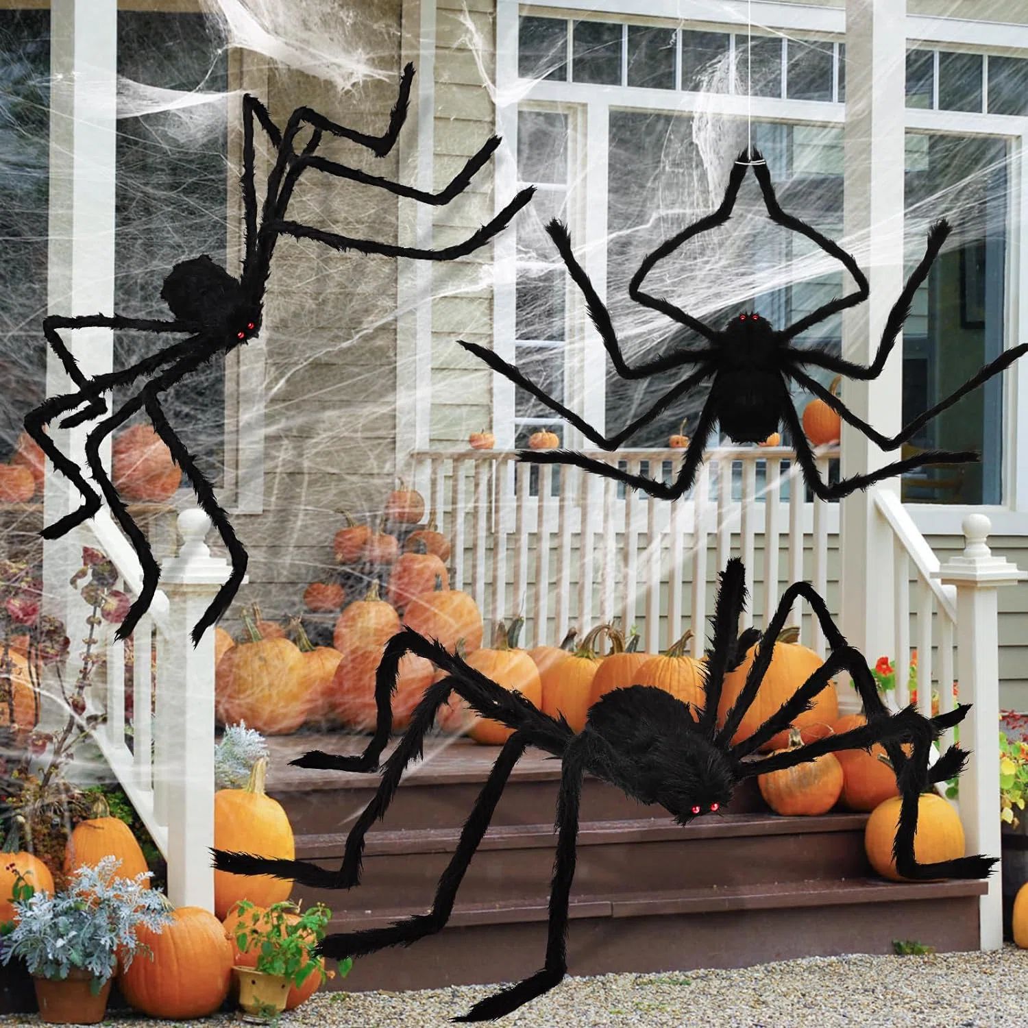 The Holiday Aisle® Halloween Spider Decorations (3 Pack), Realistic Scary Giant Spiders Fake Hai... | Wayfair North America