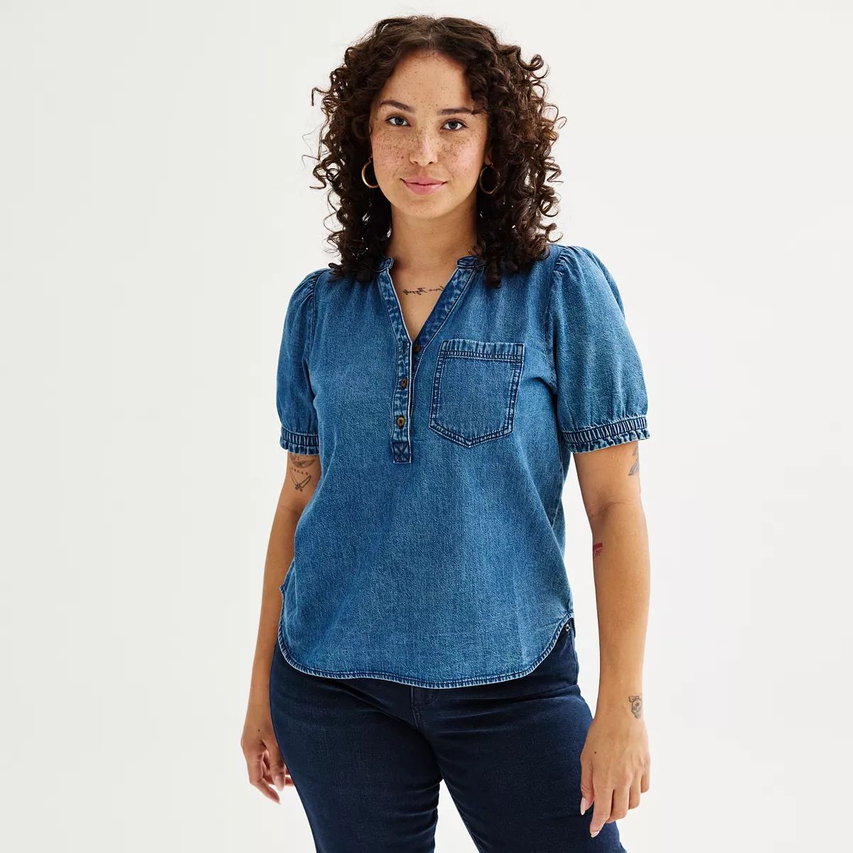 Women's Sonoma Goods For Life® Short Sleeve Denim Shirt | Kohl's