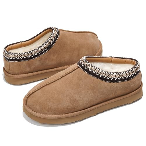 Project Cloud Mens Slippers 100% Genuine Leather with Australian Shearling Lining & Memory Foam Insole Outdoor & House Slippers for Men - Non-Slip Fuzzy Mens Shoes(Relaxation, CHSTNUT, 10) Chestnut | Amazon (US)