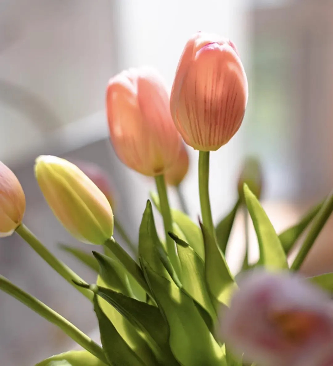 10'' Artificial Real Touch Tulip Bouquet 5-head Realistic Faux Flowers for Home Decor and Events ... | Etsy (US)