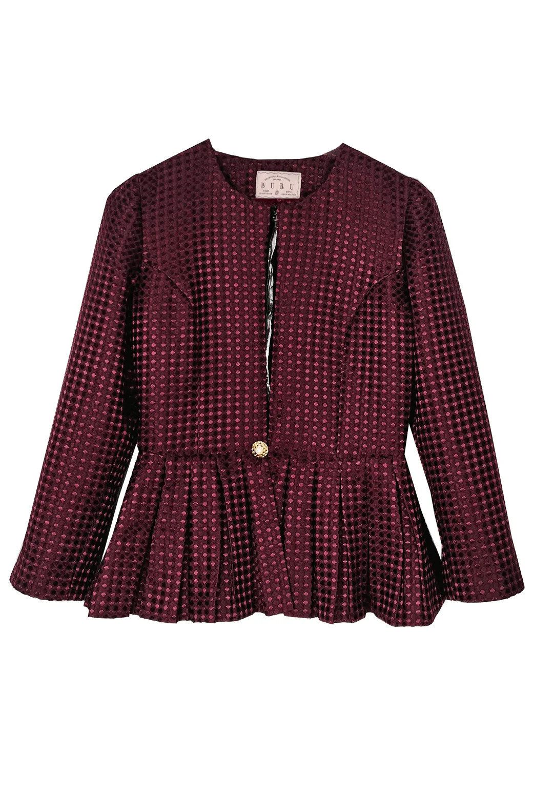 BURU x Mary Orton Peplum Blazer - Burgundy Dot | Shop BURU