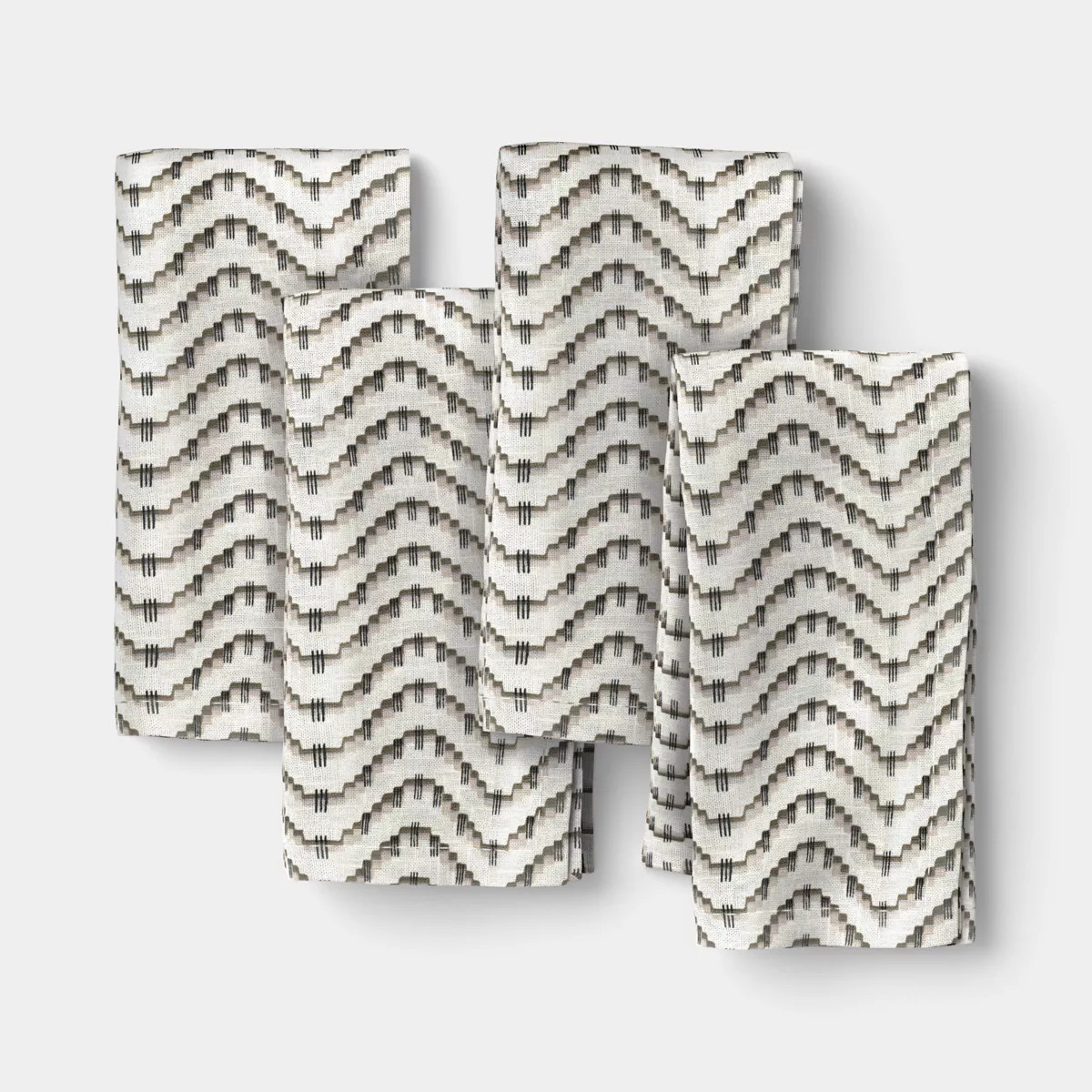 4Pk Cotton Napkins Black/Cream Wave - Threshold™ | Target