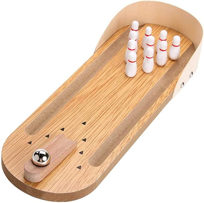 Table Top Mini Bowling Game Set-Tabletop Wooden Board Mini Arcade Desktop Tiny Bowling Shooting A... | Amazon (US)