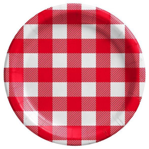 20ct 6.75" Snack Plate Red Gingham - Sun Squad™ | Target