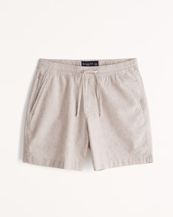 6 Inch Linen-Blend Pull-On Short | Abercrombie & Fitch (US)