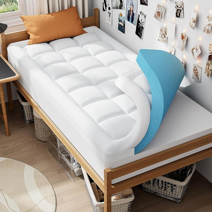 ELEMUSE Twin XL Dorm Dual Layer 3 Inch Memory Foam Mattress Topper for College, Dorm Room Essenti... | Amazon (US)