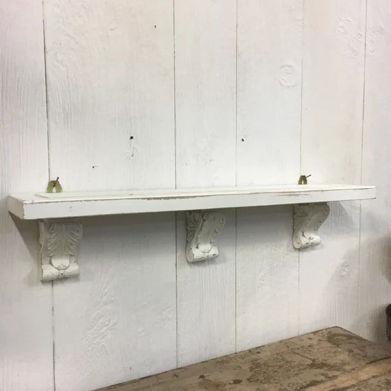 French Style White Washed Wooden Wall Shelf Display Victorian | Etsy | Etsy (US)