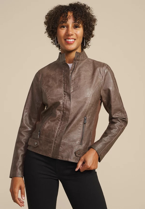 Faux Leather Biker Jacket | Maurices