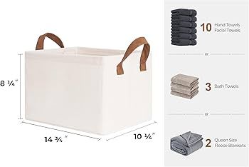 StorageWorks Storage Bins, Fabric Storage Bins for Shelves, Storage Baskets with Metal Frame, Clo... | Amazon (US)