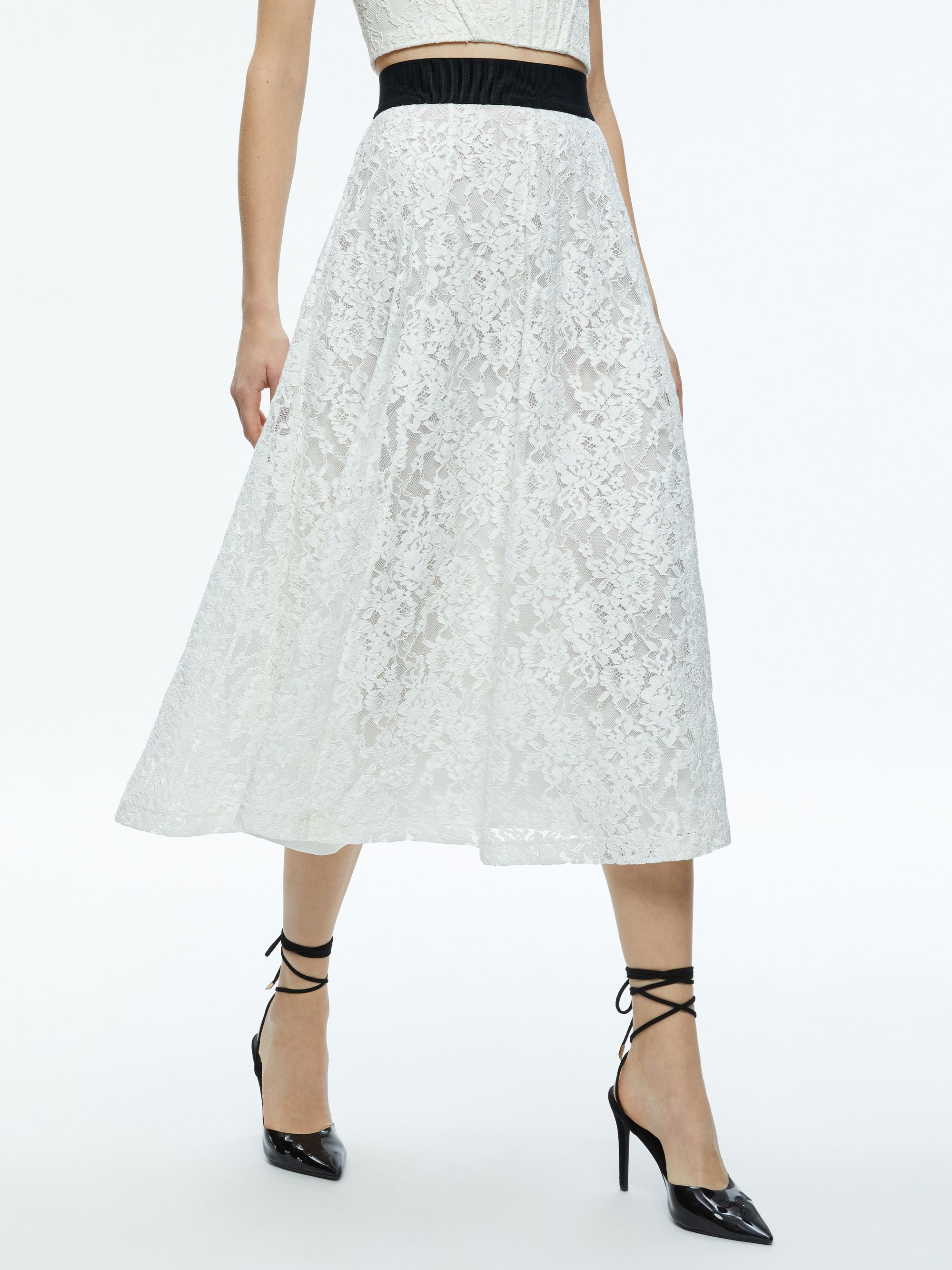 EARLA LACE MIDI SKIRT | Alice + Olivia