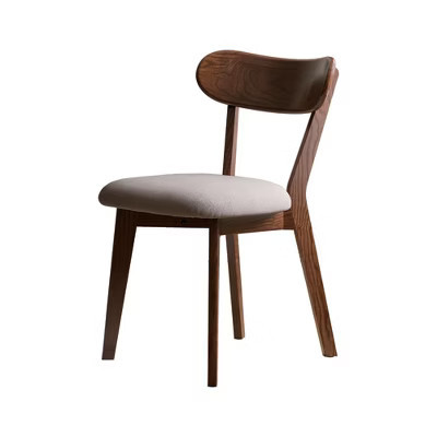 Solid Oak Wood Dining Chair with Upholstered Seat, Mid-Century Modern Kitchen Chair, Walnut Brown & Gray | Target