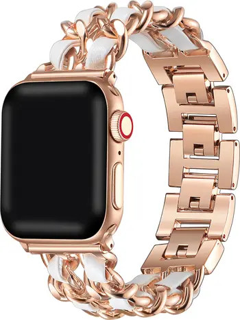 The Posh Tech Leather Woven Chain 21mm Apple Watch® Bracelet Watchband | Nordstrom | Nordstrom