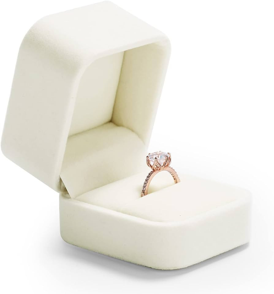 Oirlv Velvet Ring box Wedding Valentine's Day White Rings Gift Case | Amazon (US)
