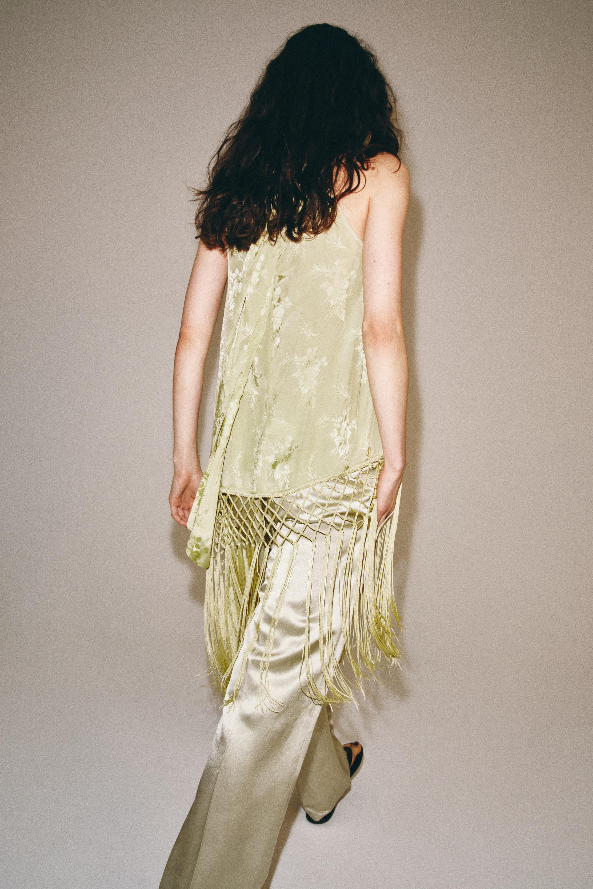 ZW COLLECTION FRINGED JACQUARD TOP | Zara US