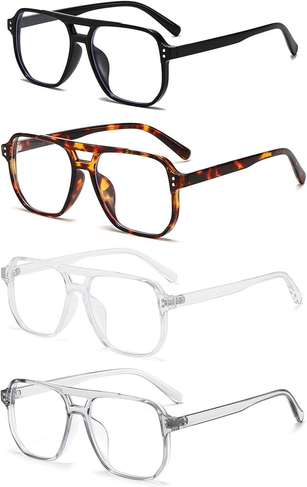 ISIUINN 4 Pieces Retro Square Aviator Sunglasses for Women Men Trendy 70s Oversized Aviator Blue ... | Amazon (US)