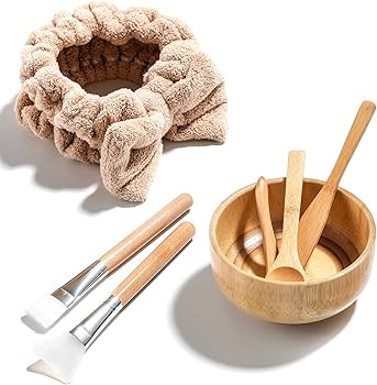 JPNK New Facial Mask Bowl Set, New DIY 6Pack DIY Clay Mask Mixing Kit (Brown) | Amazon (US)