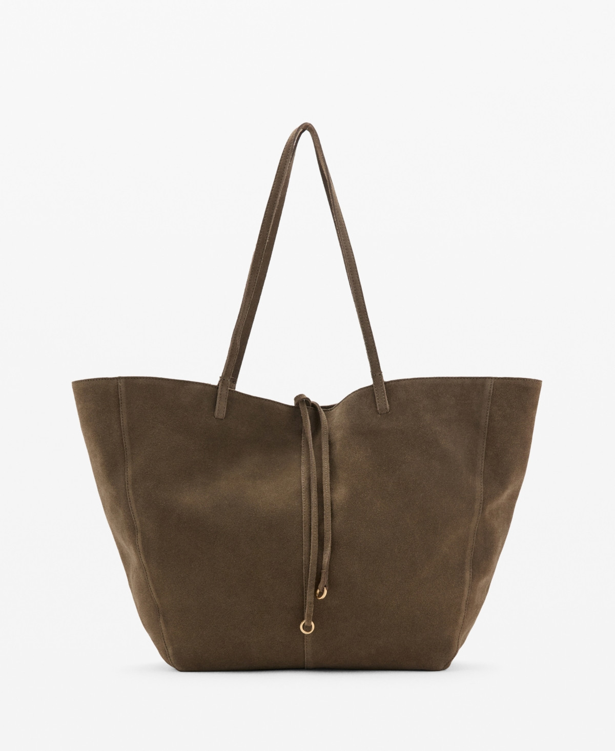 Mango Women's Suede Leather Shopper Bag - Khaki | Macy's
