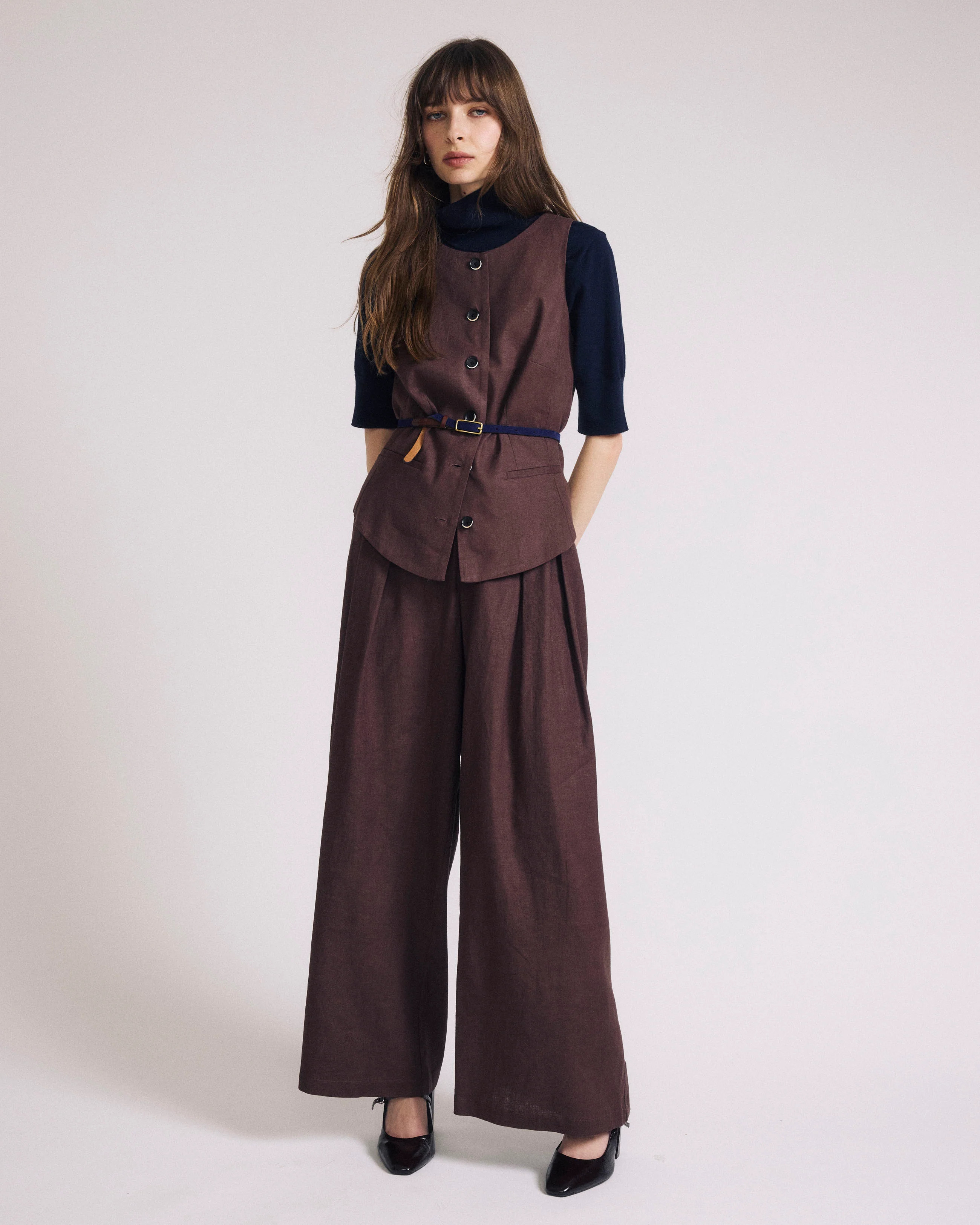 Palais Stretch Linen Wide Leg Pant - Sophisticated Brown | Universal Standard