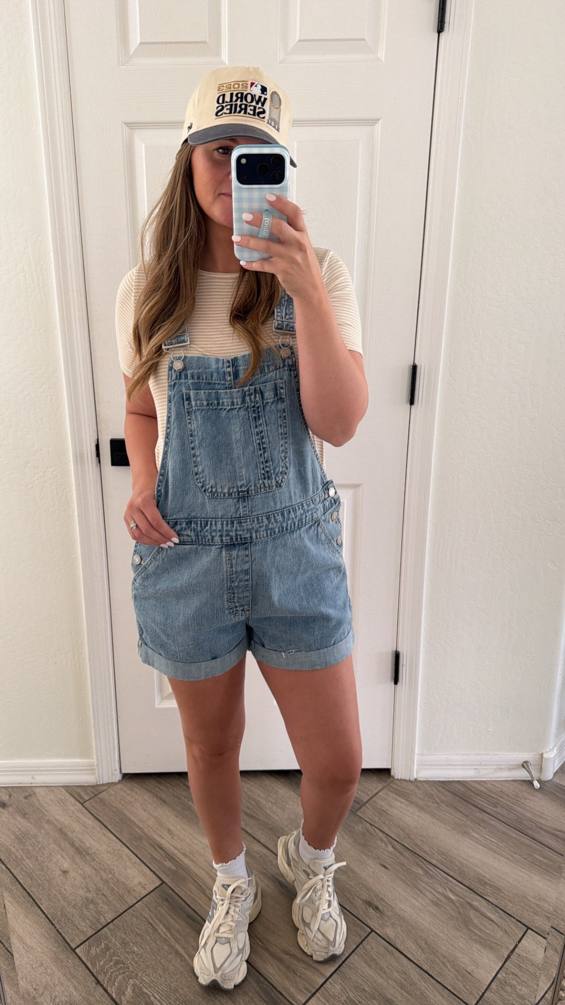 Postpartum friendly outfit: overalls, a tshirt and new balance sneakers 

#LTKootd #LTKdayinmylife #LTKmomlife