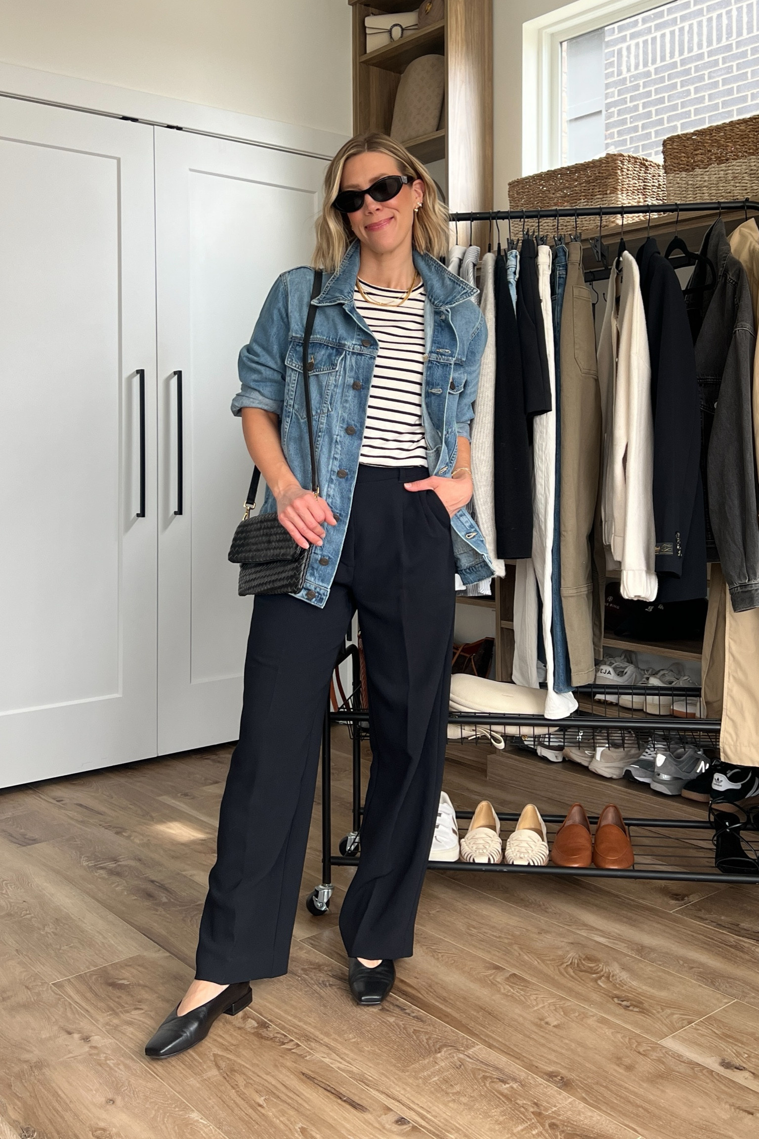 Wearing 4/regular pants, small striped tee, small denim jacket, flats 7.5

#LTKfindsunder100 #LTKstyletip #LTKfindsunder50