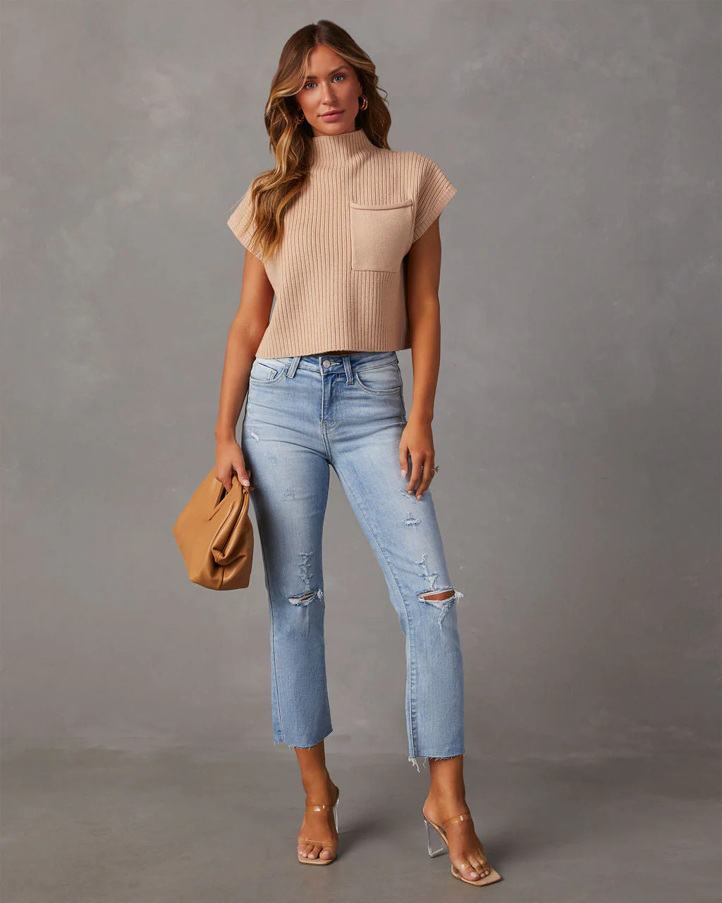 Brooke Mock Neck Short Sleeve Sweater | VICI