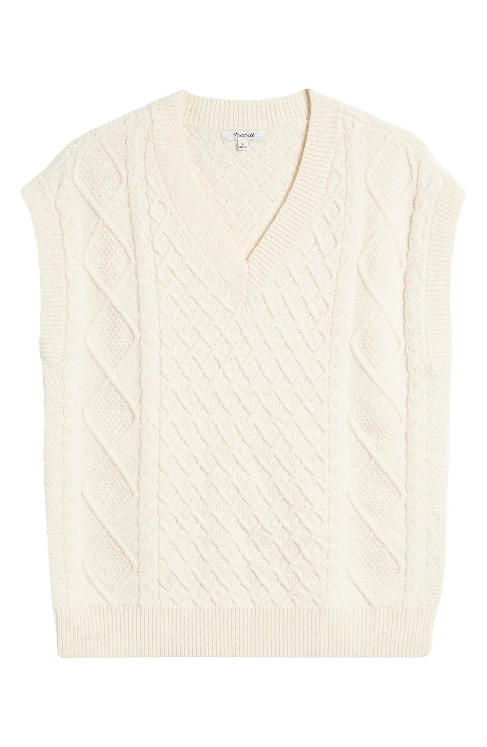 Cable Knit Wool Blend V-Neck Sweater Vest | Nordstrom