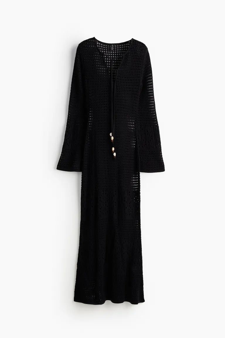 Hole-knit Dress with Beaded Ties | H&M (US + CA)