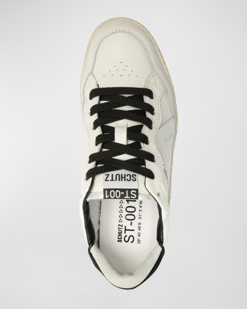 Mixed Leather Low-Top Sneakers | Neiman Marcus