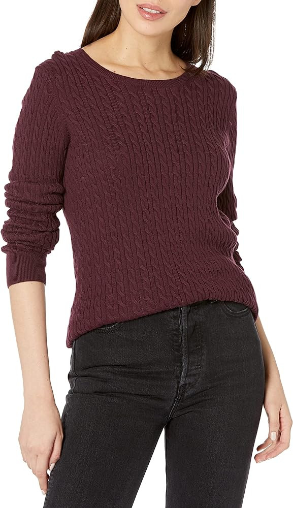 Amazon Essentials Women's Standard Lightweight Cable Crewneck Sweater | Amazon (CA)