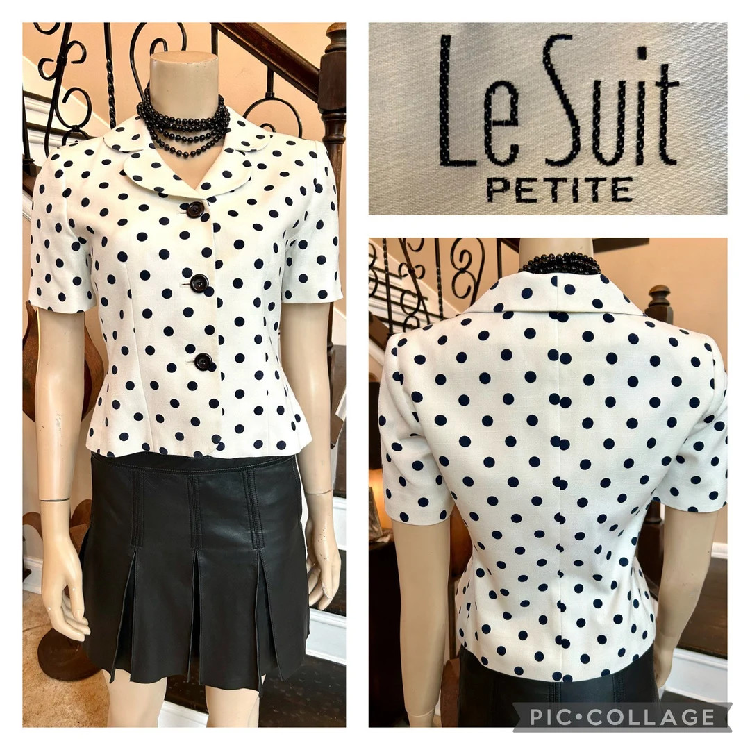 Cute Vintage White with Black Polka Dots Le Suit Short Sleeve 50s / 80s Style Blazer / Small | Etsy (US)