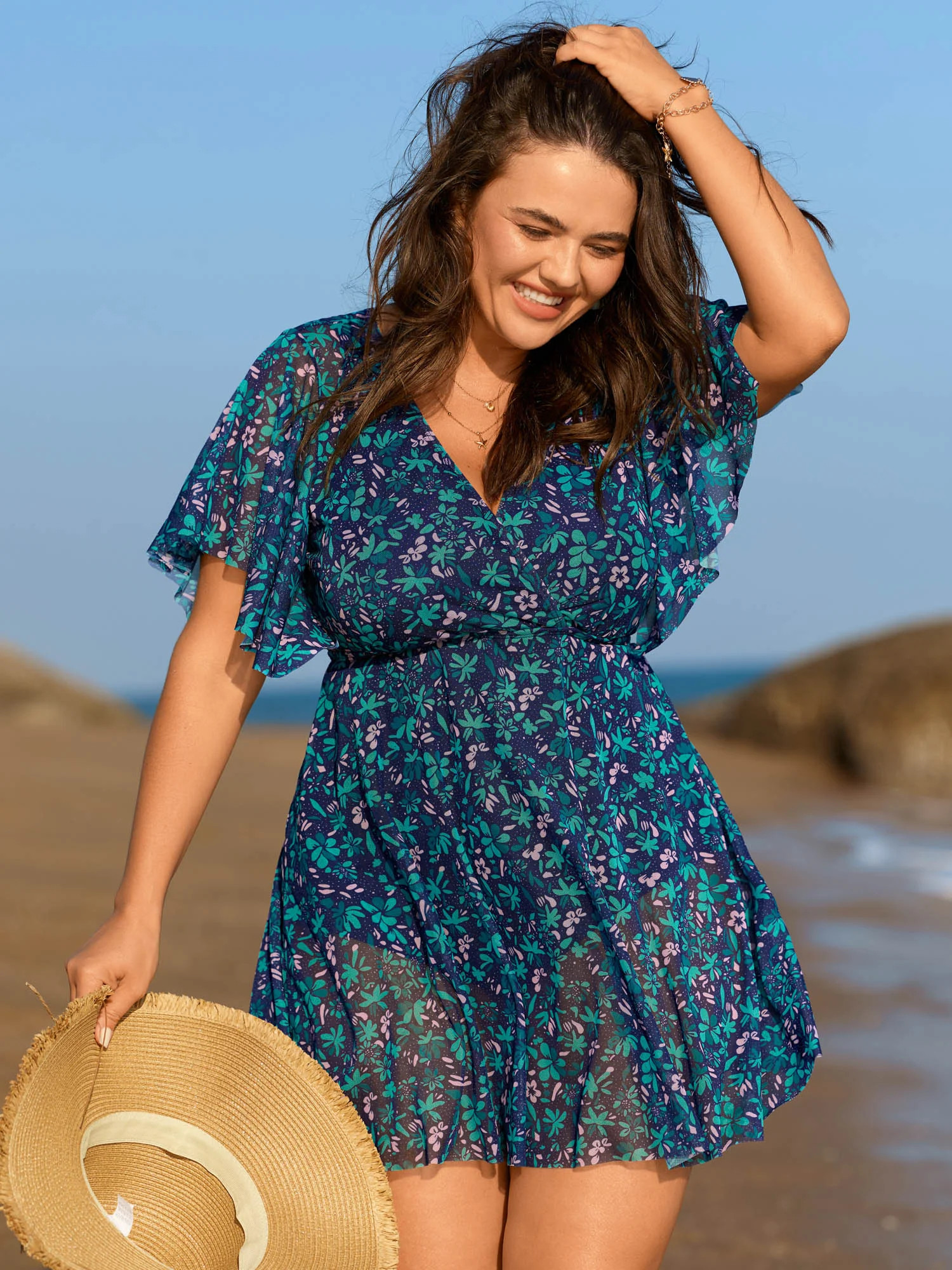 Colorful Sheer Floral Print Swim Dress | Bloomchic