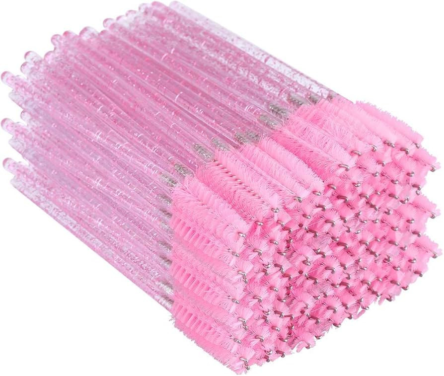 G2PLUS 300PCS Crystal Eyelash Brushes, Pink Disposable Mascara Wands Makeup Applicator, Adjustabl... | Amazon (US)