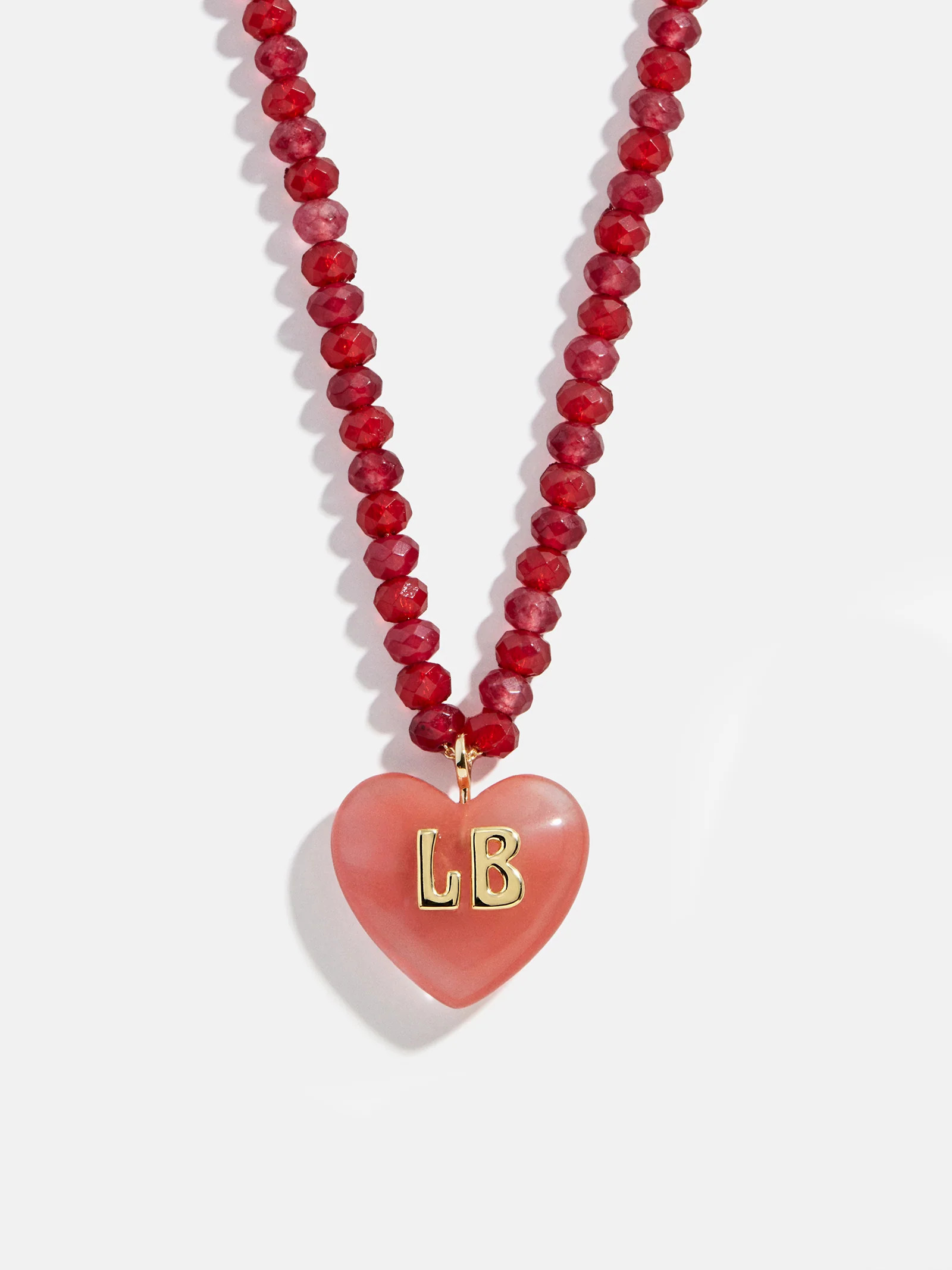 Semi-Precious Heart Custom Initial Necklace - Cherry Quartz | BaubleBar