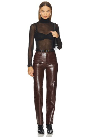 Cassie Super High Rise Straight in Tobacco Croc | Revolve Clothing (Global)