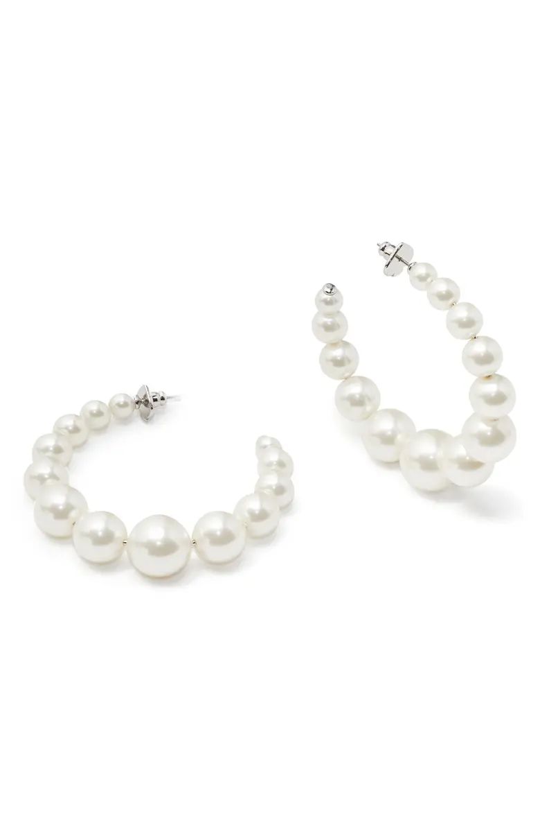 kate spade new york imitation pearl hoop earrings | Nordstrom | Nordstrom