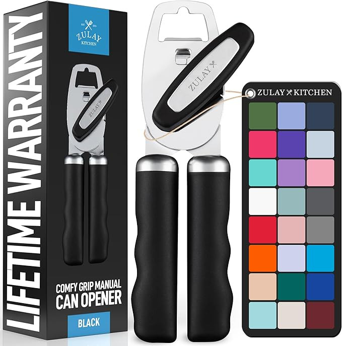 Zulay Kitchen Heavy Duty Stainless Steel Can Opener Manual with Bottle Opener - Rust Proof Manual... | Amazon (US)