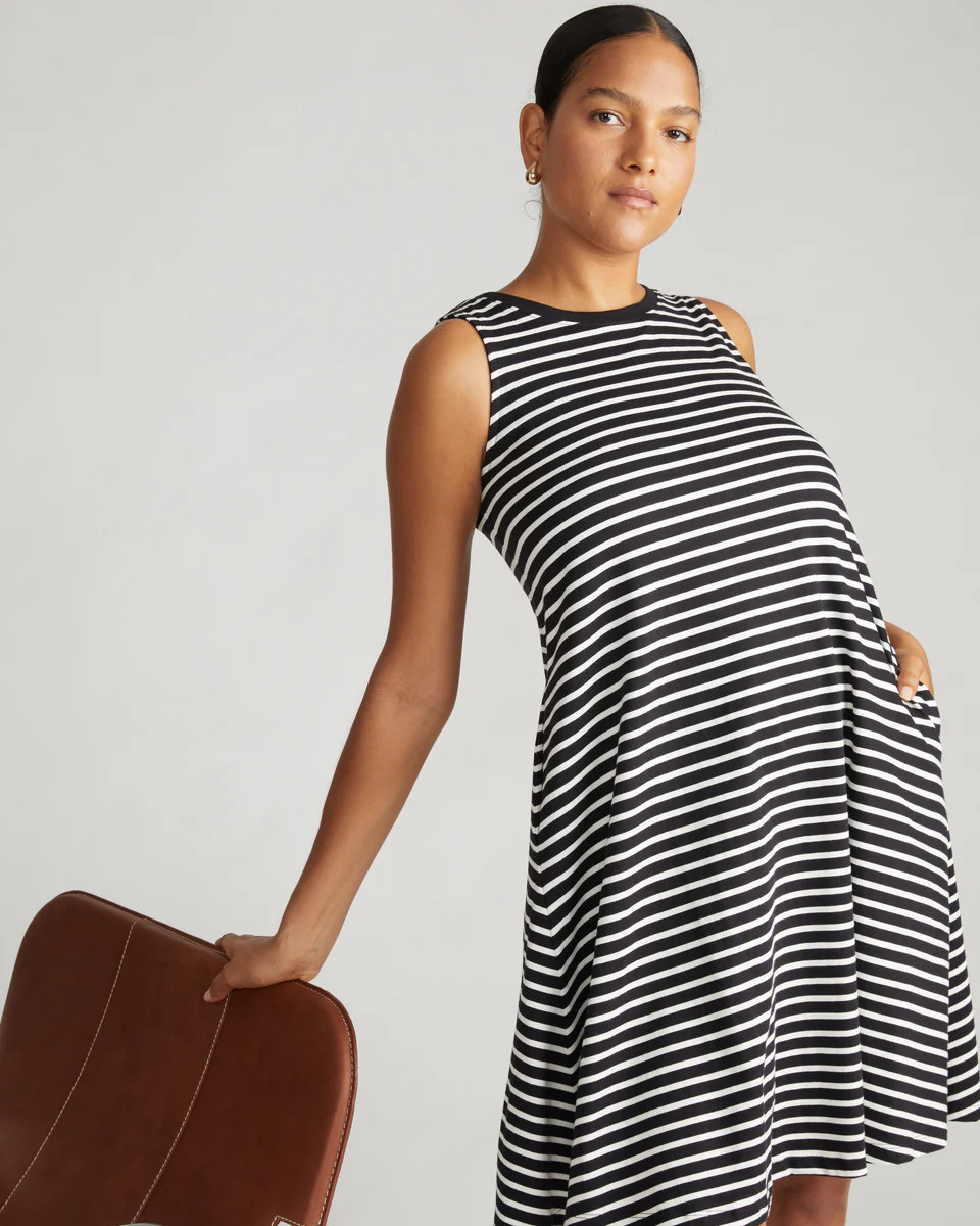 Bay Breton Stripe Sleeveless DressBlack/White Stripe | Universal Standard