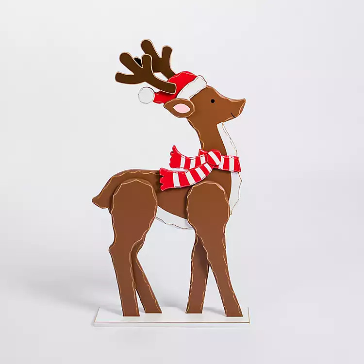 Reindeer with Santa Hat Porch Figurine | Kirkland's Home