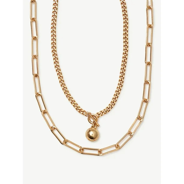 Scoop Women's 14K Gold Flash-Plated Layered Necklace | Walmart (US)