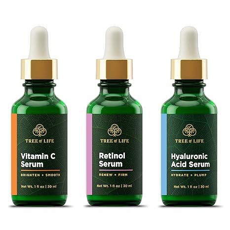 Tree of Life Vitamin C Serum, Retinol Serum and Hyaluronic Acid Serum for Brightening, Firming, a... | Amazon (US)