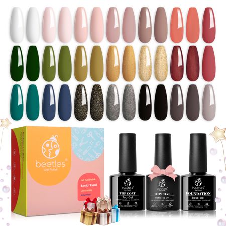 Beetles Gel Nail Polish Kit 20Pcs Lucky Tarot Collection with Base Gel Top Coat Fall Winter Colors S | Walmart (US)