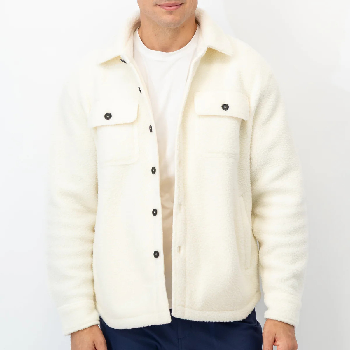Summit Fleece Shirt Jacket - Solid - Ivory | Rhoback | RHOBACK