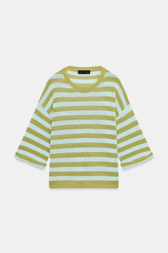 Round neck jumper with sleeves below the elbow. | Zara US
