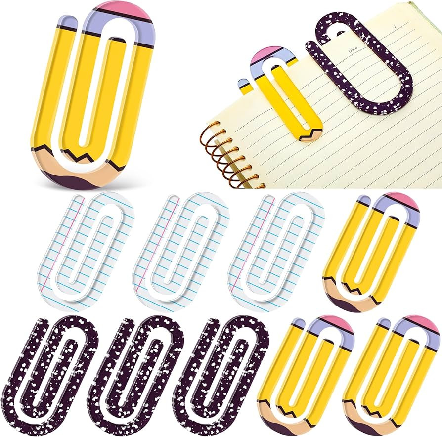 9 Pcs 9 Pcs Jumbo Teacher Acrylic Paper Clips Christmas Teacher Appreciation Gift 4 Inch Papercli... | Amazon (US)